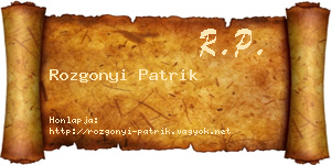 Rozgonyi Patrik névjegykártya
